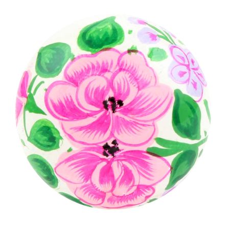 Pink Rose Flower Hand Painted Kashmiri Indian Cabinet Knobs